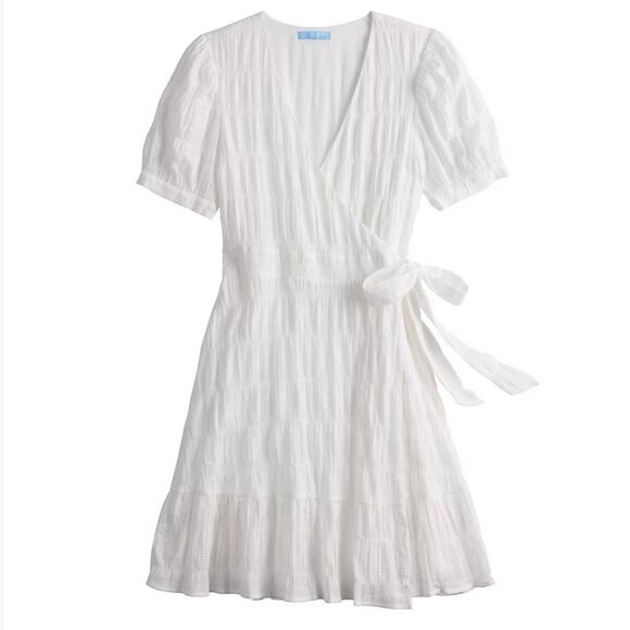 DRAPER JAMES RSVP Puff Sleeve Wrap Mini Dress Size Large - Picture 1 of 12